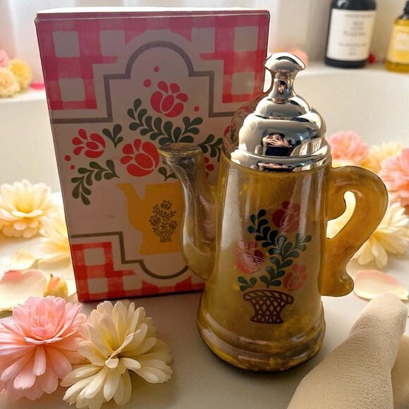 NIB Vintage Avon Koffee Klatch Lemon Velvet Bath Foam | Full Teapot Bottle & Box - Picture 1 of 9